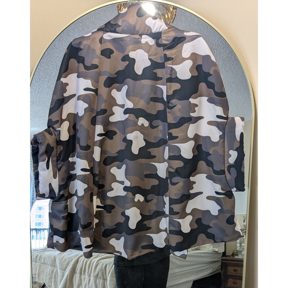 PlaNet by Lauren G NWOT Camouflage Cape Jacket Shawl Collar Button Front Pockets - Picture 3 of 14